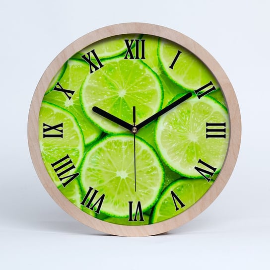 Zegar ścienny drewniany okrągły limonki fi 30 cm, Tulup Tulup