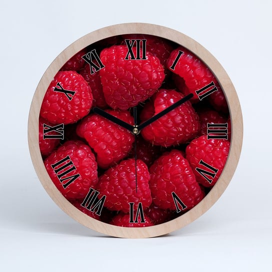 Zegar ścienny drewniany okrągły maliny fi 30 cm, Tulup Tulup
