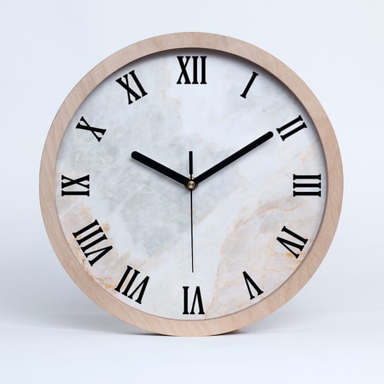 Zegar ścienny drewniany okrągły marmur fi 30 cm, Tulup Tulup