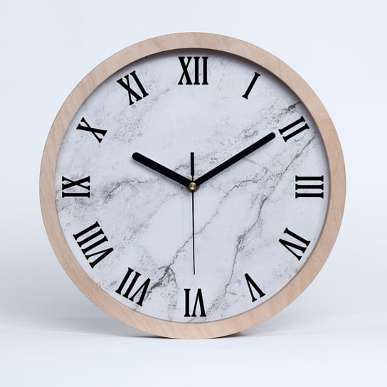 Zegar ścienny drewniany okrągły marmur fi 30 cm, Tulup Tulup