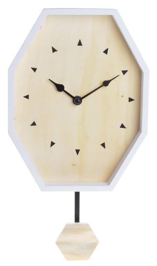 Zegar ścienny drewniany ośmiokątny, biało-beżowy, 20,5x6,5x40 cm Ewax