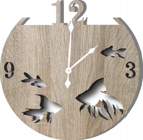 Zegar Ścienny drewniany Ozdobny Rybka w Akwarium 45 cm Inna marka