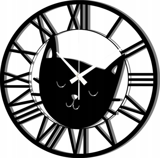Zegar Ścienny Drewniany Ozdobny z Kotem na Prezent 45 cm Inna marka