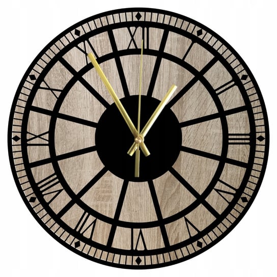 Zegar Ścienny Drewniany Piękny Rzymski Styl Dąb Sonoma 45 cm Inna marka