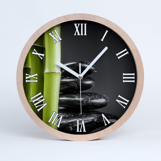 Zegar ścienny drewniany rzymski bambus fi 30 cm, Tulup Tulup
