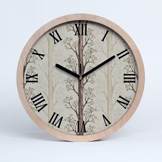 Zegar ścienny drewniany rzymski drzewa fi 30 cm, Tulup Tulup