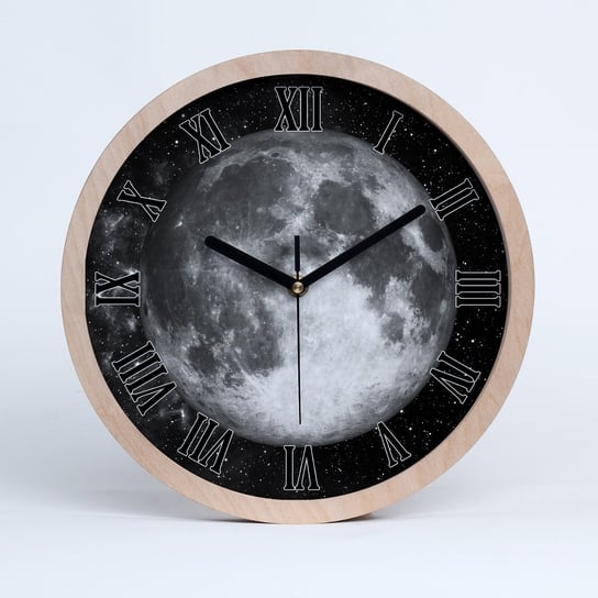 Zegar ścienny drewniany rzymski księżyc fi 30 cm, Tulup Tulup