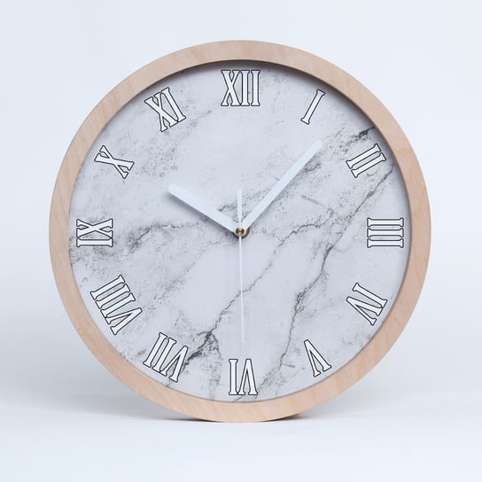 Zegar ścienny drewniany rzymski marmur fi 30 cm, Tulup Tulup