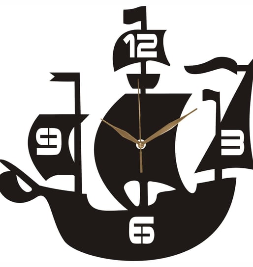 Zegar Ścienny Drewniany Statek Z Cyframi Modny Dla Dziecka 35 cm Inna marka