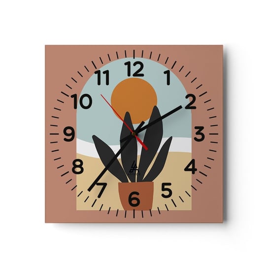Zegar ścienny - Drobne radości - 30x30cm - Kwiat Okno Sztuka - Kwadratowy zegar ścienny - Nowoczeny Stylowy Zegar do salonu do kuchni - Cichy i Modny zegar ARTTOR