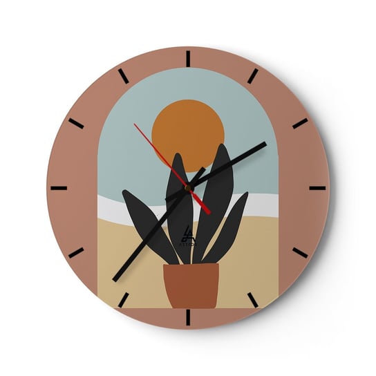 Zegar ścienny - Drobne radości - 30x30cm - Kwiat Okno Sztuka - Okrągły zegar na szkle - Nowoczeny Stylowy Zegar do salonu do kuchni - Cichy i Modny zegar ARTTOR