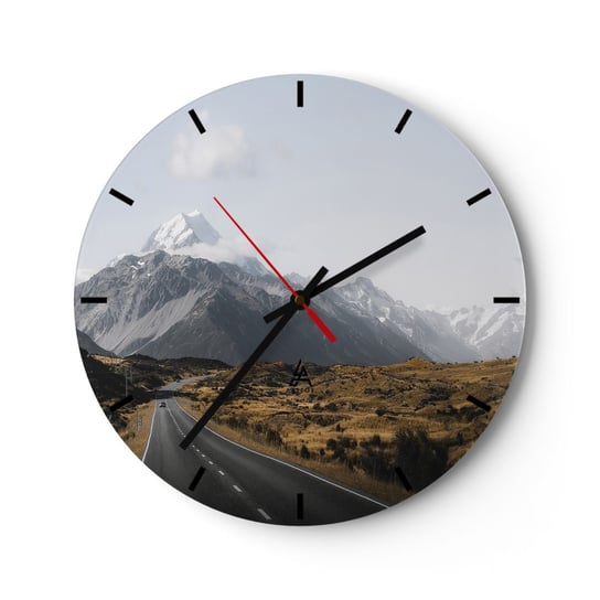 Zegar ścienny - Droga do serca gór - 40x40cm - Krajobraz Górska Droga Alpy - Okrągły zegar ścienny - Nowoczeny Stylowy Zegar do salonu do kuchni - Cichy i Modny zegar ARTTOR