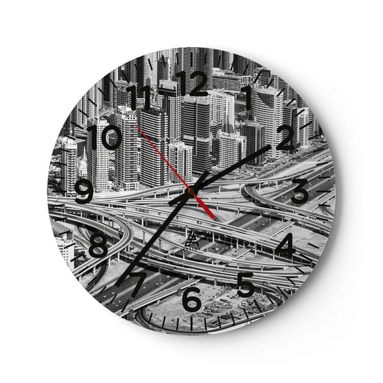 Zegar ścienny - Dubaj – miasto niemożliwe - 30x30cm - Miasto Architektura Metropolia - Okrągły zegar ścienny - Nowoczeny Stylowy Zegar do salonu do kuchni - Cichy i Modny zegar ARTTOR
