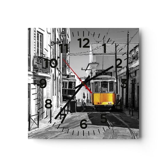 Zegar ścienny - Duch Lizbony - 30x30cm - Miasto Lizbona Architektura - Kwadratowy zegar ścienny - Nowoczeny Stylowy Zegar do salonu do kuchni - Cichy i Modny zegar ARTTOR