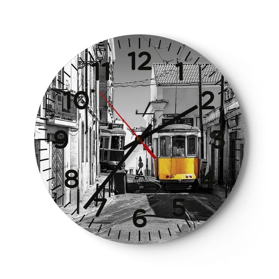 Zegar ścienny - Duch Lizbony - 30x30cm - Miasto Lizbona Architektura - Okrągły zegar ścienny - Nowoczeny Stylowy Zegar do salonu do kuchni - Cichy i Modny zegar ARTTOR