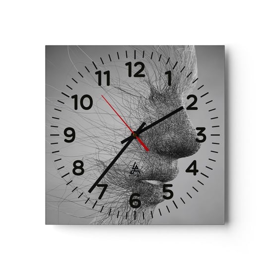Zegar ścienny - Duch wiatru - 30x30cm - Abstrakcja Twarz Kobiety Grafika - Kwadratowy zegar ścienny - Nowoczeny Stylowy Zegar do salonu do kuchni - Cichy i Modny zegar ARTTOR