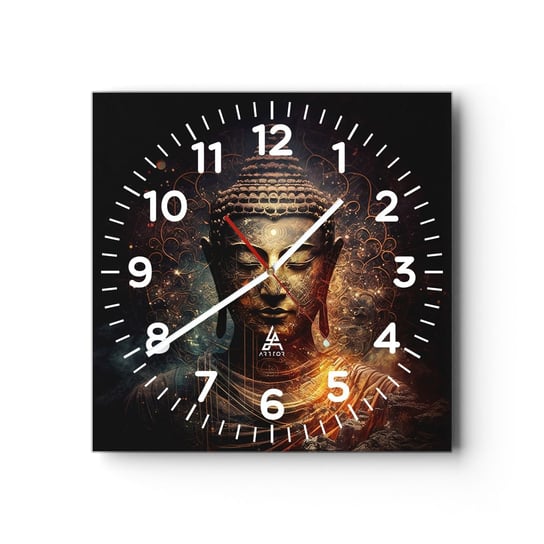 Zegar ścienny - Duchowa równowaga - 30x30cm - Budda Medytacja Religia - Kwadratowy zegar ścienny - Nowoczeny Stylowy Zegar do salonu do kuchni - Cichy i Modny zegar ARTTOR