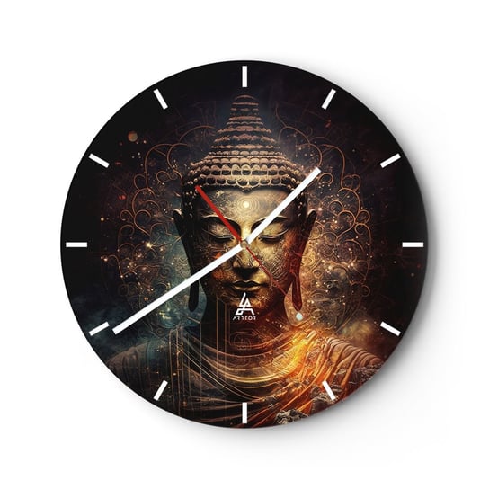 Zegar ścienny - Duchowa równowaga - 30x30cm - Budda Medytacja Religia - Okrągły zegar na szkle - Nowoczeny Stylowy Zegar do salonu do kuchni - Cichy i Modny zegar ARTTOR