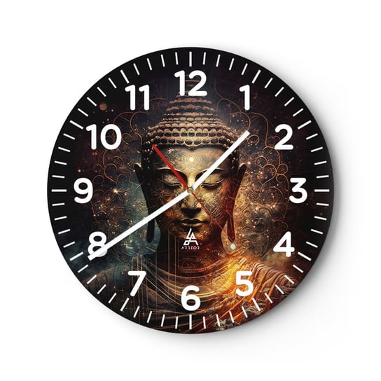 Zegar ścienny - Duchowa równowaga - 40x40cm - Budda Medytacja Religia - Okrągły zegar szklany - Nowoczeny Stylowy Zegar do salonu do kuchni - Cichy i Modny zegar ARTTOR