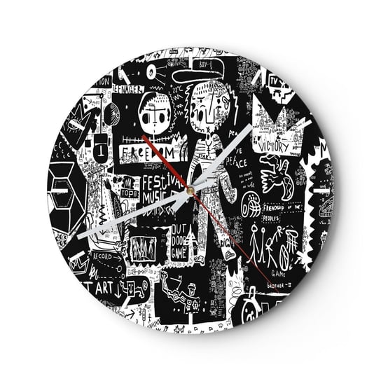 Zegar ścienny - Duchowej młodości prawa i radości - 40x40cm - Graffiti Sztuka Nowoczesny Wzór - Okrągły zegar ścienny - Nowoczeny Stylowy Zegar do salonu do kuchni - Cichy i Modny zegar ARTTOR