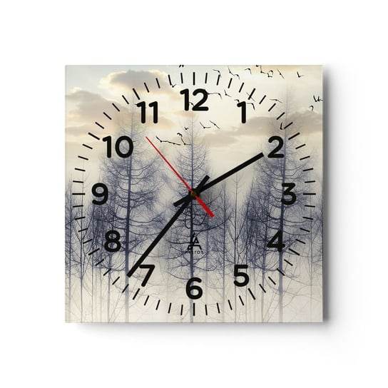 Zegar ścienny - Duchy lasu - 30x30cm - Krajobraz Las Natura - Kwadratowy zegar ścienny - Nowoczeny Stylowy Zegar do salonu do kuchni - Cichy i Modny zegar ARTTOR