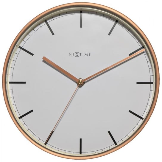 Zegar ścienny duży NEXTIME Company, biały-miedziany Nextime
