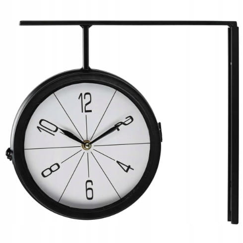 Zegar ścienny dwustronny czarny nowoczesny design 30 cm Koopman