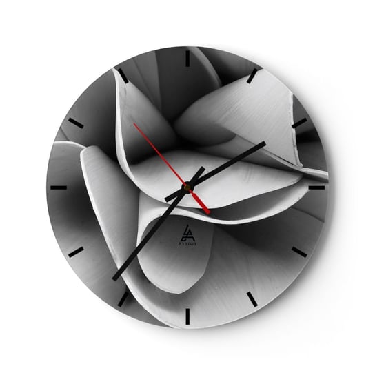Zegar ścienny - Dzieje się w przestrzeni - 30x30cm - Abstrakcja Sztuka Czarno-Biały - Okrągły zegar na szkle - Nowoczeny Stylowy Zegar do salonu do kuchni - Cichy i Modny zegar ARTTOR