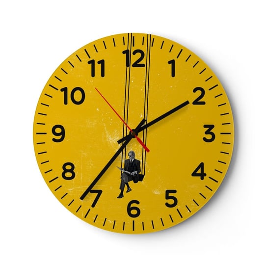 Zegar ścienny - Dzień jak co dzień - 30x30cm - Sztuka Współczesna Huśtawka Mężczyzna - Okrągły zegar ścienny - Nowoczeny Stylowy Zegar do salonu do kuchni - Cichy i Modny zegar ARTTOR