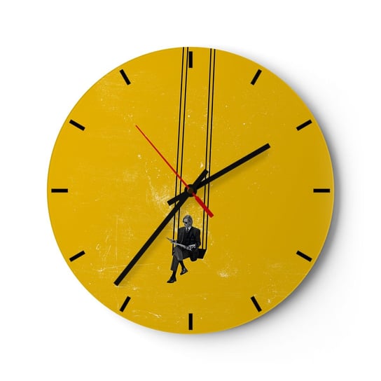 Zegar ścienny - Dzień jak co dzień - 40x40cm - Sztuka Współczesna Huśtawka Mężczyzna - Okrągły zegar ścienny - Nowoczeny Stylowy Zegar do salonu do kuchni - Cichy i Modny zegar ARTTOR