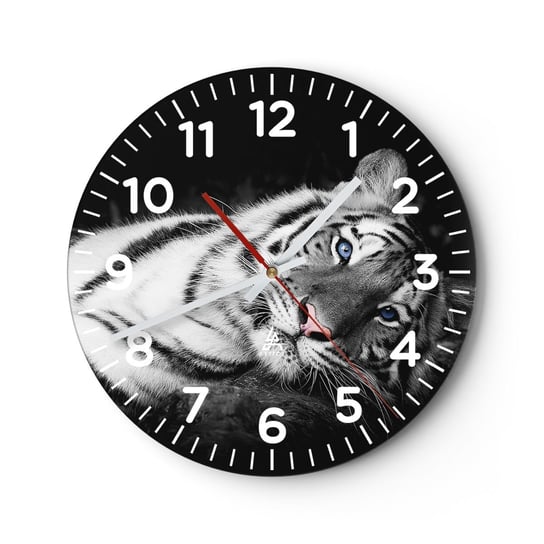 Zegar ścienny - Dzikość i spokój - 30x30cm - Tygrys Biały Tygrys Zwierzęta - Okrągły zegar ścienny - Nowoczeny Stylowy Zegar do salonu do kuchni - Cichy i Modny zegar ARTTOR
