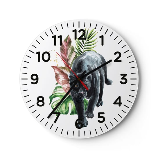 Zegar ścienny - Dzikość serca - 30x30cm - Czarna Pantera Zwierzęta Natura - Okrągły zegar ścienny - Nowoczeny Stylowy Zegar do salonu do kuchni - Cichy i Modny zegar ARTTOR