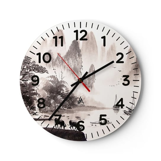 Zegar ścienny - Egzotyczna codzienność Wschodu - 30x30cm - Krajobraz Azja Sepia - Okrągły zegar ścienny - Nowoczeny Stylowy Zegar do salonu do kuchni - Cichy i Modny zegar ARTTOR