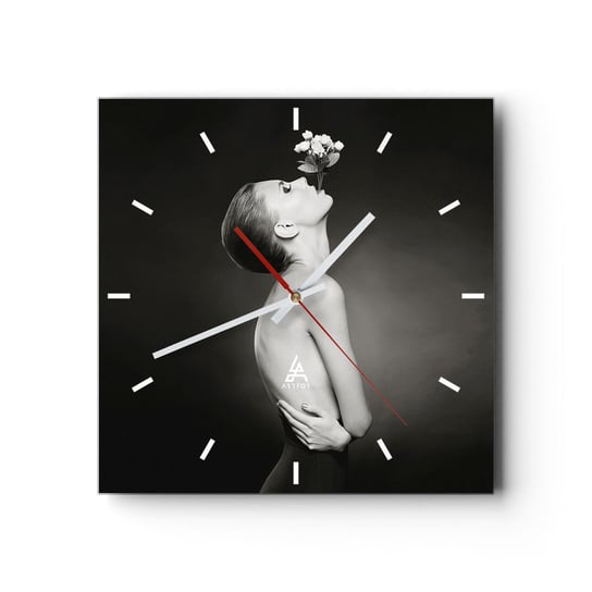 Zegar ścienny - Ekscentryczna elegancja - 30x30cm - Ciało Kwiaty Modelka - Kwadratowy zegar na szkle - Nowoczeny Stylowy Zegar do salonu do kuchni - Cichy i Modny zegar ARTTOR