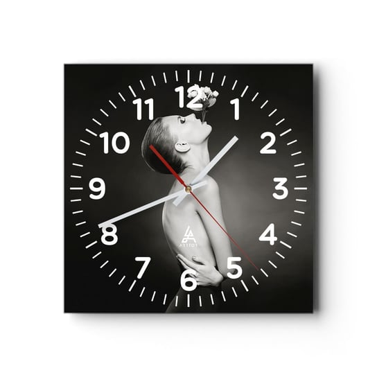 Zegar ścienny - Ekscentryczna elegancja - 30x30cm - Ciało Kwiaty Modelka - Kwadratowy zegar ścienny - Nowoczeny Stylowy Zegar do salonu do kuchni - Cichy i Modny zegar ARTTOR