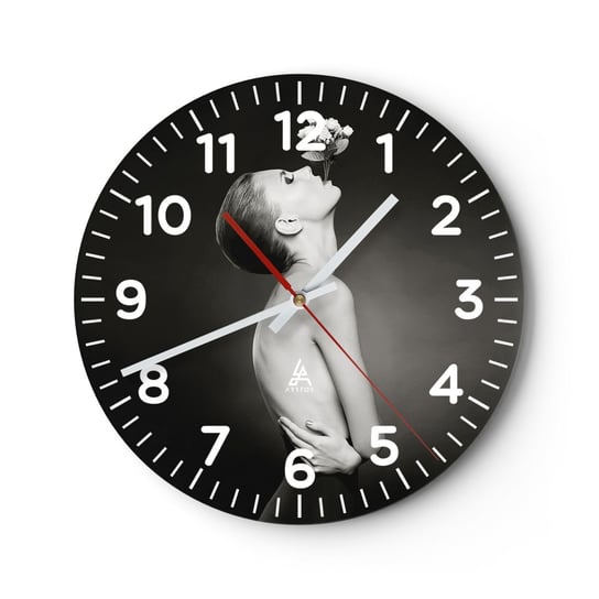 Zegar ścienny - Ekscentryczna elegancja - 30x30cm - Ciało Kwiaty Modelka - Okrągły zegar ścienny - Nowoczeny Stylowy Zegar do salonu do kuchni - Cichy i Modny zegar ARTTOR