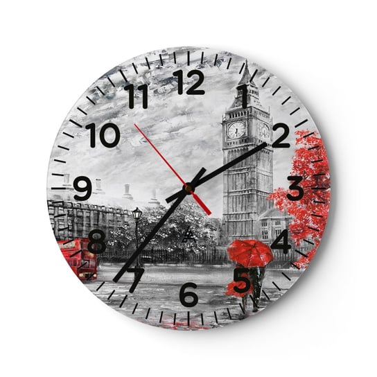 Zegar ścienny - Ekscytujący dzień - 40x40cm - Miasto Londyn Architektura - Okrągły zegar szklany - Nowoczeny Stylowy Zegar do salonu do kuchni - Cichy i Modny zegar ARTTOR