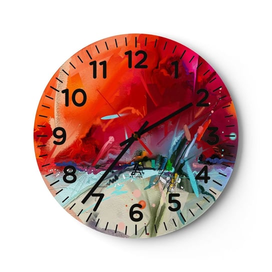 Zegar ścienny - Eksplozja świateł i barw - 30x30cm - Abstrakcja Sztuka Akryl - Okrągły zegar ścienny - Nowoczeny Stylowy Zegar do salonu do kuchni - Cichy i Modny zegar ARTTOR
