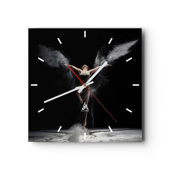 Zegar ścienny - Elfy istnieją - 30x30cm - Abstrakcja Tancerka Gimnastyczka - Kwadratowy zegar na szkle - Nowoczeny Stylowy Zegar do salonu do kuchni - Cichy i Modny zegar ARTTOR