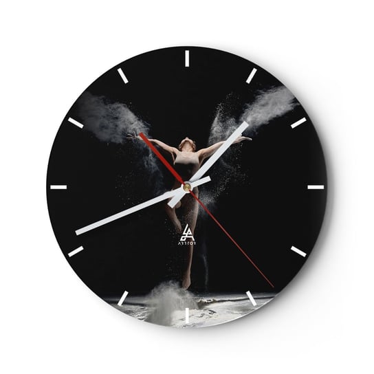 Zegar ścienny - Elfy istnieją - 30x30cm - Abstrakcja Tancerka Gimnastyczka - Okrągły zegar na szkle - Nowoczeny Stylowy Zegar do salonu do kuchni - Cichy i Modny zegar ARTTOR