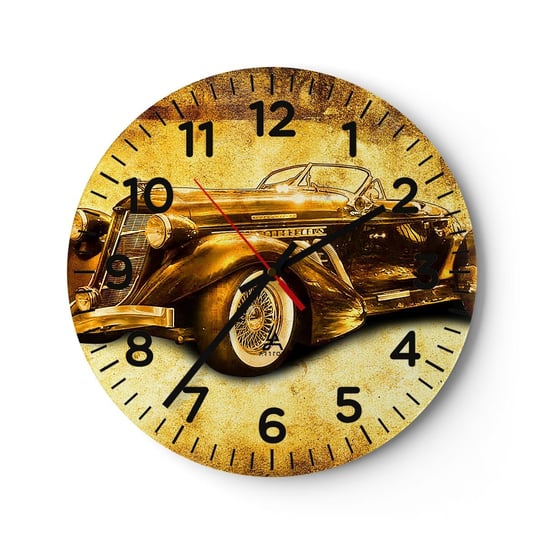 Zegar ścienny - Elita elit - 30x30cm - Motoryzacja Samochód Zabytkowy Hobby - Okrągły zegar ścienny - Nowoczeny Stylowy Zegar do salonu do kuchni - Cichy i Modny zegar ARTTOR