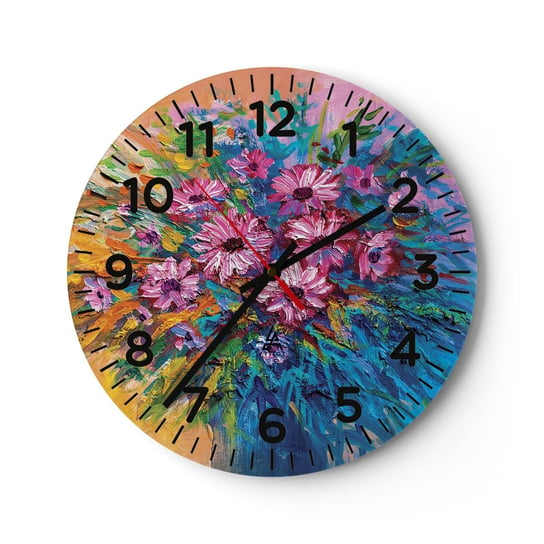 Zegar ścienny - Energia życia - 30x30cm - Kwiaty Bukiet Kwiatów Ogród - Okrągły zegar ścienny - Nowoczeny Stylowy Zegar do salonu do kuchni - Cichy i Modny zegar ARTTOR