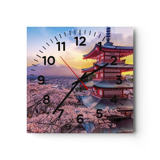 Zegar ścienny - Esencja japońskiego ducha - 30x30cm - Krajobraz Fudżi Choreito - Kwadratowy zegar ścienny - Nowoczeny Stylowy Zegar do salonu do kuchni - Cichy i Modny zegar ARTTOR