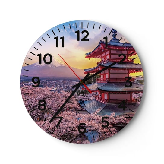 Zegar ścienny - Esencja japońskiego ducha - 30x30cm - Krajobraz Fudżi Choreito - Okrągły zegar ścienny - Nowoczeny Stylowy Zegar do salonu do kuchni - Cichy i Modny zegar ARTTOR