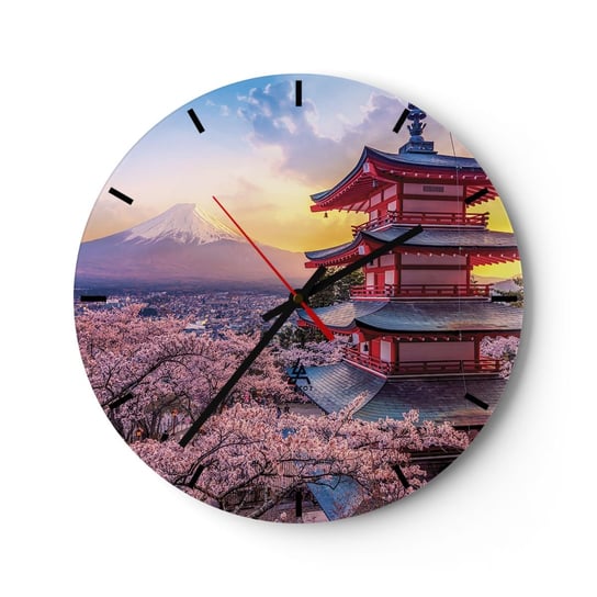 Zegar ścienny - Esencja japońskiego ducha - 40x40cm - Krajobraz Fudżi Choreito - Okrągły zegar ścienny - Nowoczeny Stylowy Zegar do salonu do kuchni - Cichy i Modny zegar ARTTOR