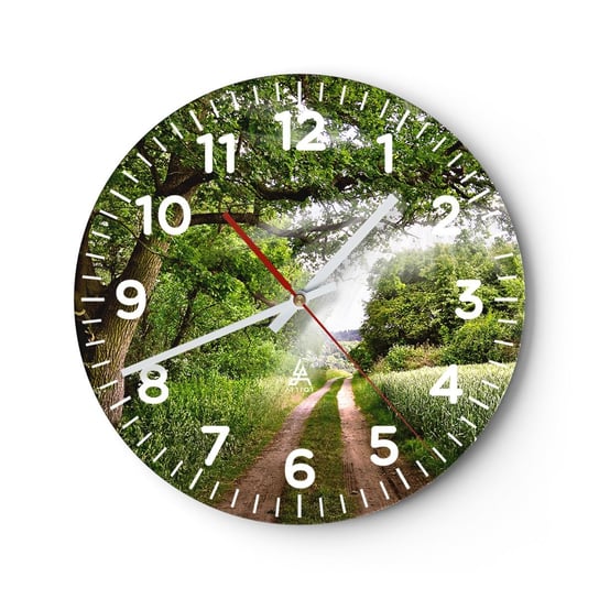 Zegar ścienny - Et in Arcadia ego - 30x30cm - Krajobraz Polna Droga  Natura - Okrągły zegar ścienny - Nowoczeny Stylowy Zegar do salonu do kuchni - Cichy i Modny zegar ARTTOR