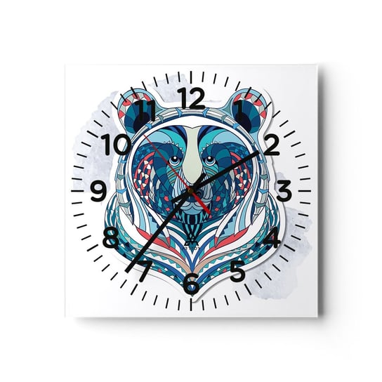 Zegar ścienny - Eviva Grenlandia! - 30x30cm - Abstrakcja Niedźwiedź Zwierzęta - Kwadratowy zegar ścienny - Nowoczeny Stylowy Zegar do salonu do kuchni - Cichy i Modny zegar ARTTOR