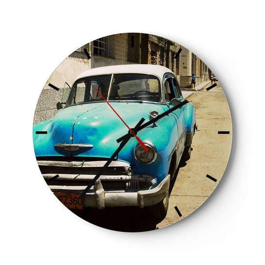 Zegar ścienny - Evviva Cuba! - 40x40cm - Motoryzacja Samochód Kuba - Okrągły zegar ścienny - Nowoczeny Stylowy Zegar do salonu do kuchni - Cichy i Modny zegar ARTTOR
