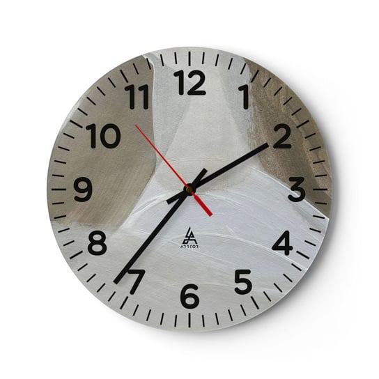 Zegar ścienny - Fala bieli - 40x40cm - Jasny Sztuka Minimalistyczny - Okrągły zegar szklany - Nowoczeny Stylowy Zegar do salonu do kuchni - Cichy i Modny zegar ARTTOR