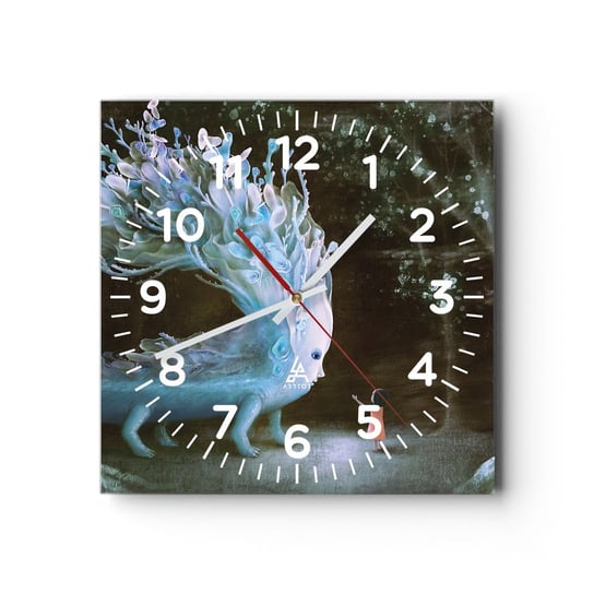 Zegar ścienny - Fantastyczne spotkanie - 30x30cm - Abstrakcja Fantasy Baśniowy Świat - Kwadratowy zegar ścienny - Nowoczeny Stylowy Zegar do salonu do kuchni - Cichy i Modny zegar ARTTOR